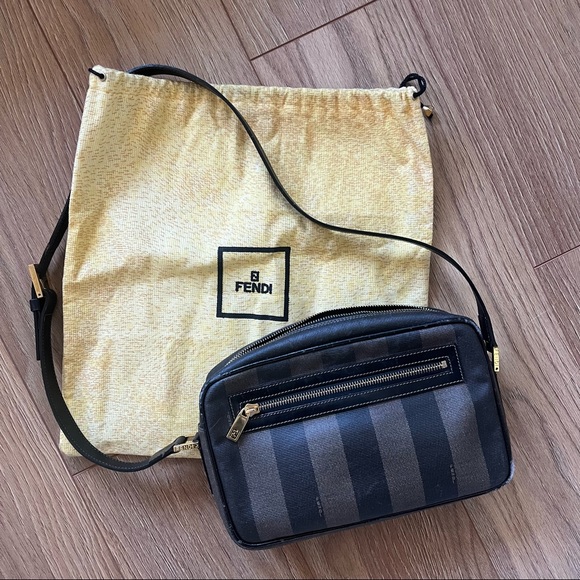 Fendi Handbags - FENDI Vintage Crossbody Stripe Logo Shoulder Bag Purse